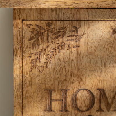 Wooden Key Cabinet with Heartfelt Quote