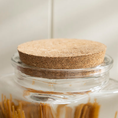 Square Glass Storage Jar with Cork Lid