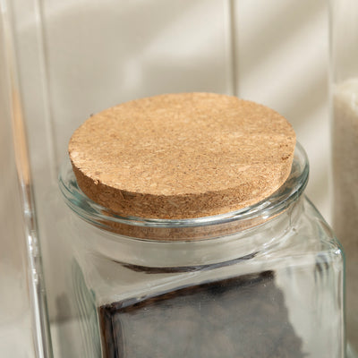 Square Glass Storage Jar with Cork Lid