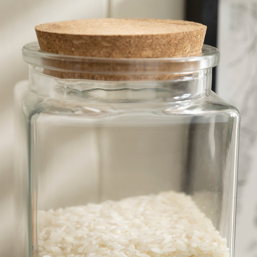 Square Glass Storage Jar with Cork Lid