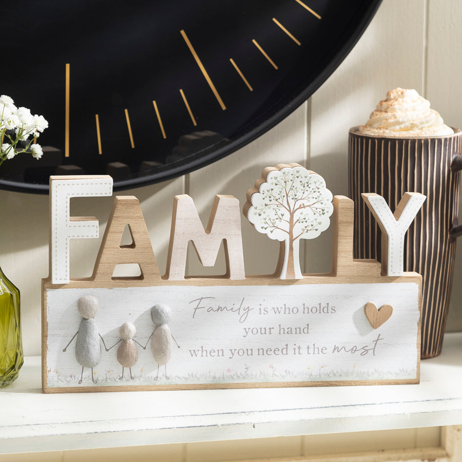 Family Pebble Shelf Sitter or Wall Hanger