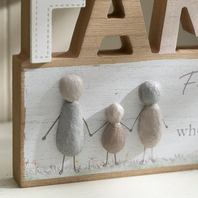 Family Pebble Shelf Sitter or Wall Hanger