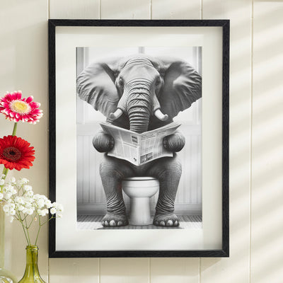 Quirky Animal Reading on the Toilet Framed Print