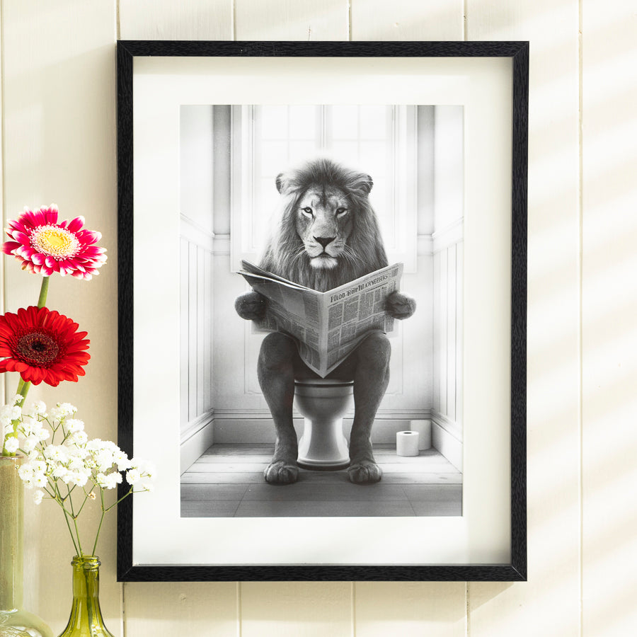 Quirky Animal Reading on the Toilet Framed Print