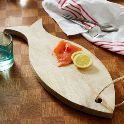 Fish Shaped Wooden Chopping Board W/ Rope