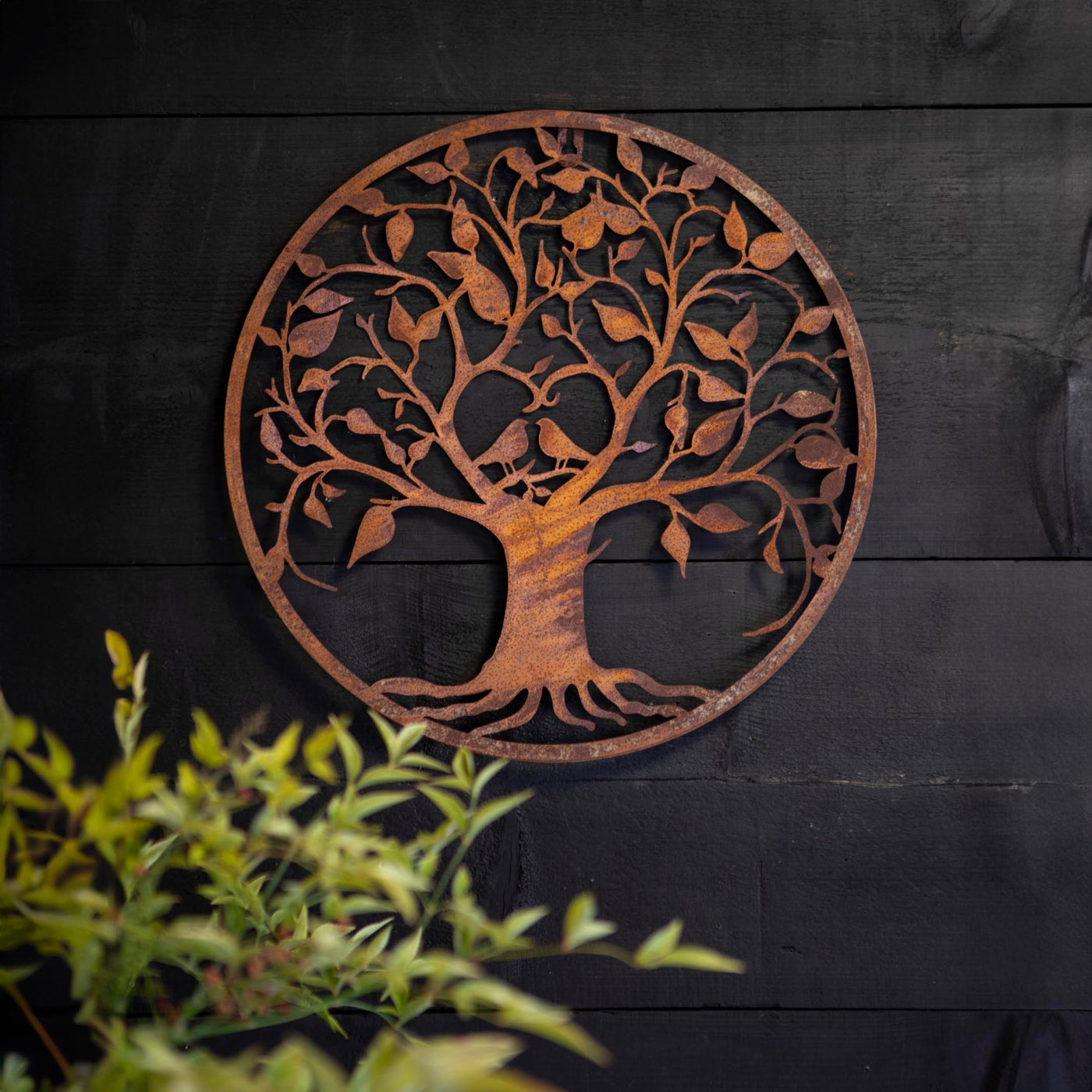 Rustic Metal Tree of Life Wall Art with Love Birds - Garden Décor