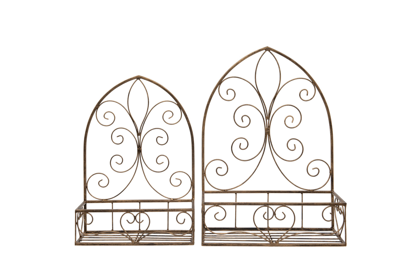 Rustic Arched Metal Planter with Decorative Scrollwork