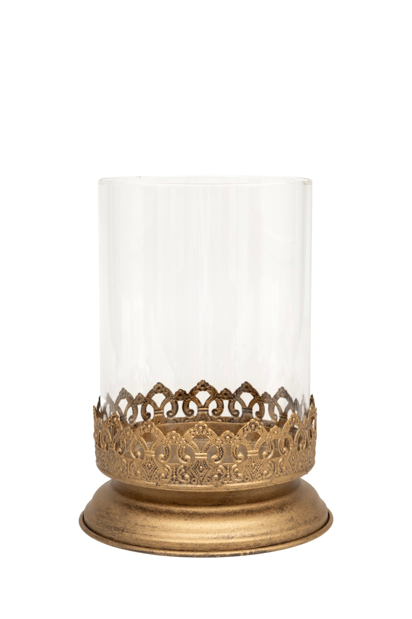 Vintage Gold Lantern & Candle Holder  – Sold individually or as a set.