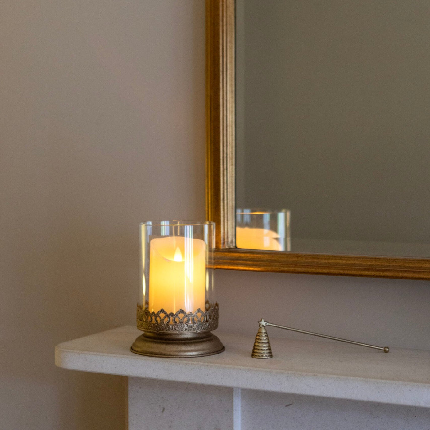 Vintage Gold Lantern & Candle Holder  – Sold individually or as a set.