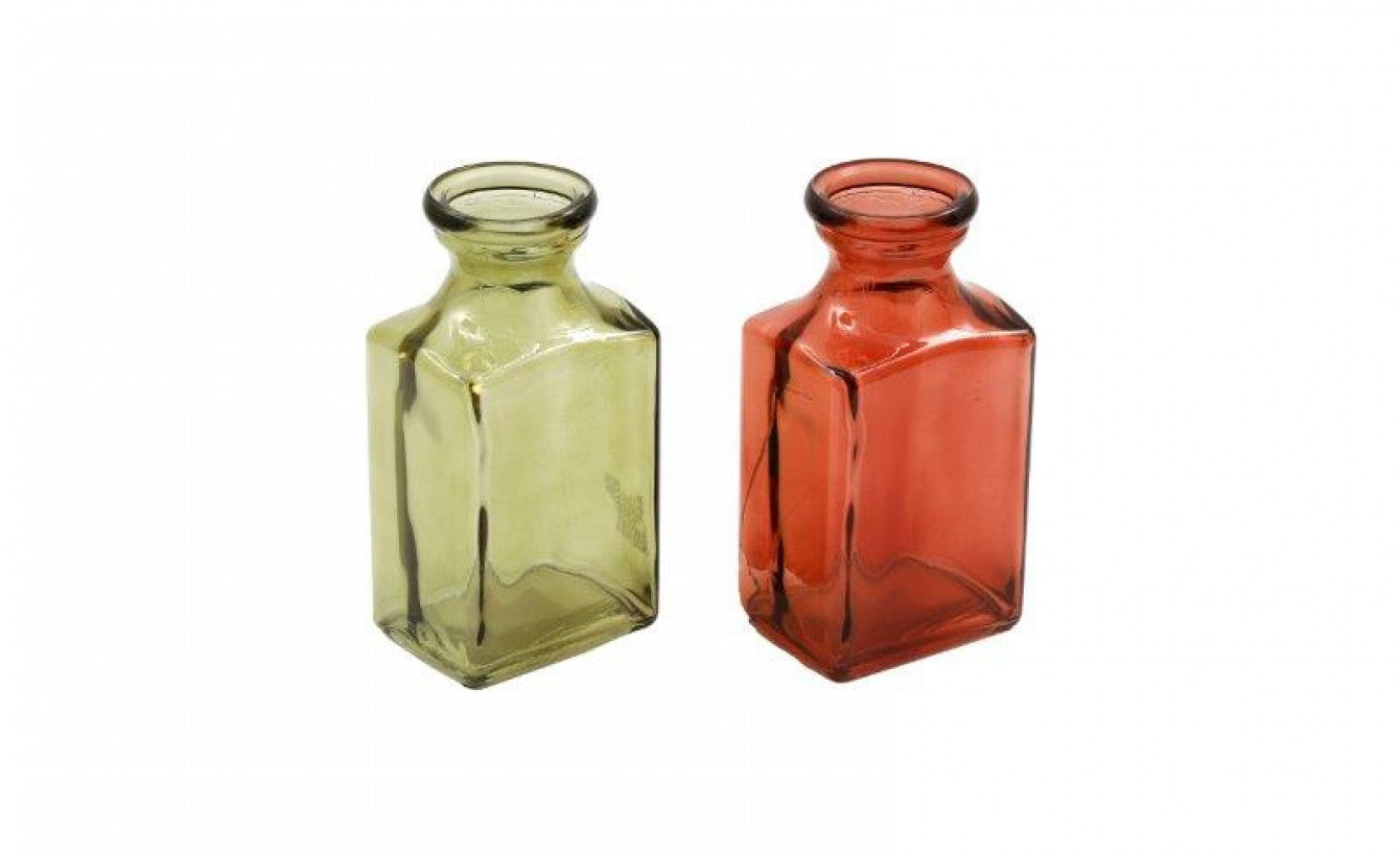 Coloured Glass Square Bud Vases