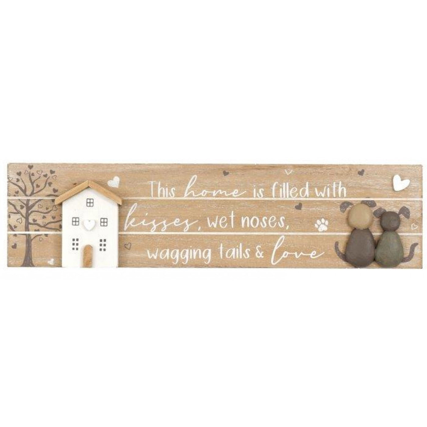 Wooden Rustic Sentiment Wall Plaque - Wagging tails & Love