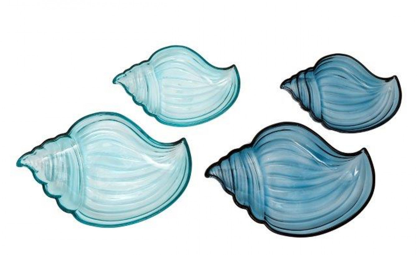 Blue Glass Shell Trinket Dish