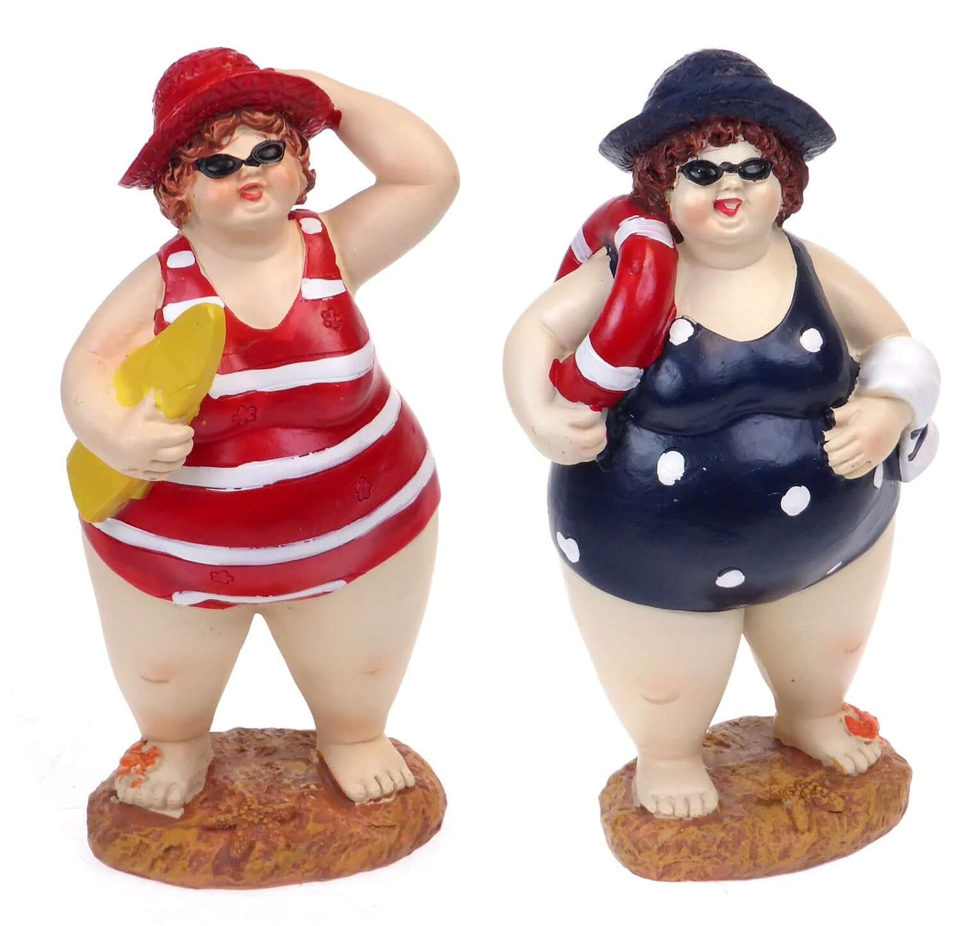 Vintage Beach Figurines - Quirky Swimsuit Ladies Set of 2