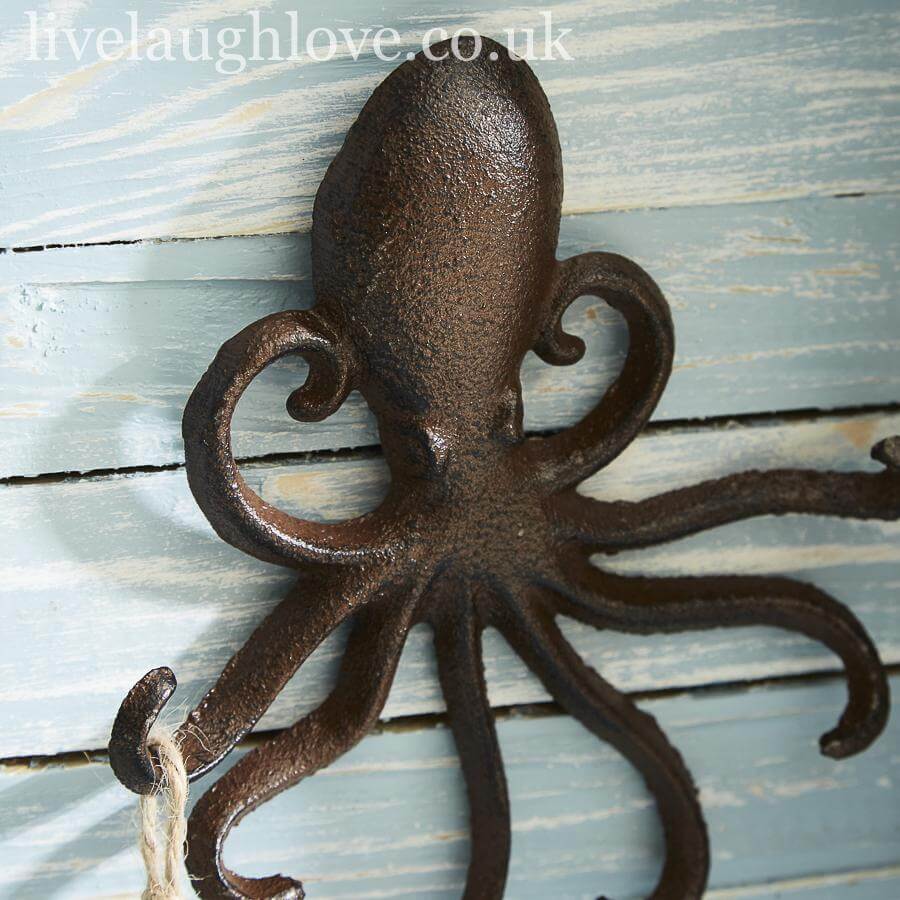 Cast Iron Rustic Metal Octopus Wall Hooks