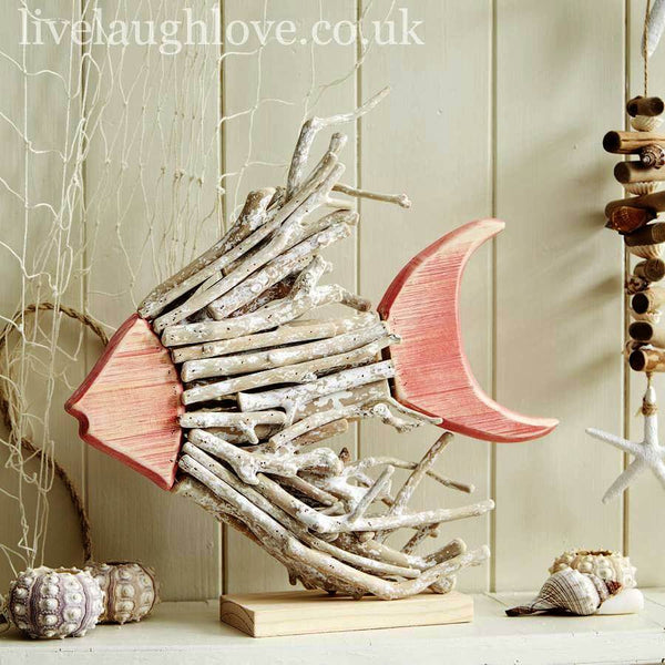 Decorative Twiggy Driftwood Fish Nautical Sculpture