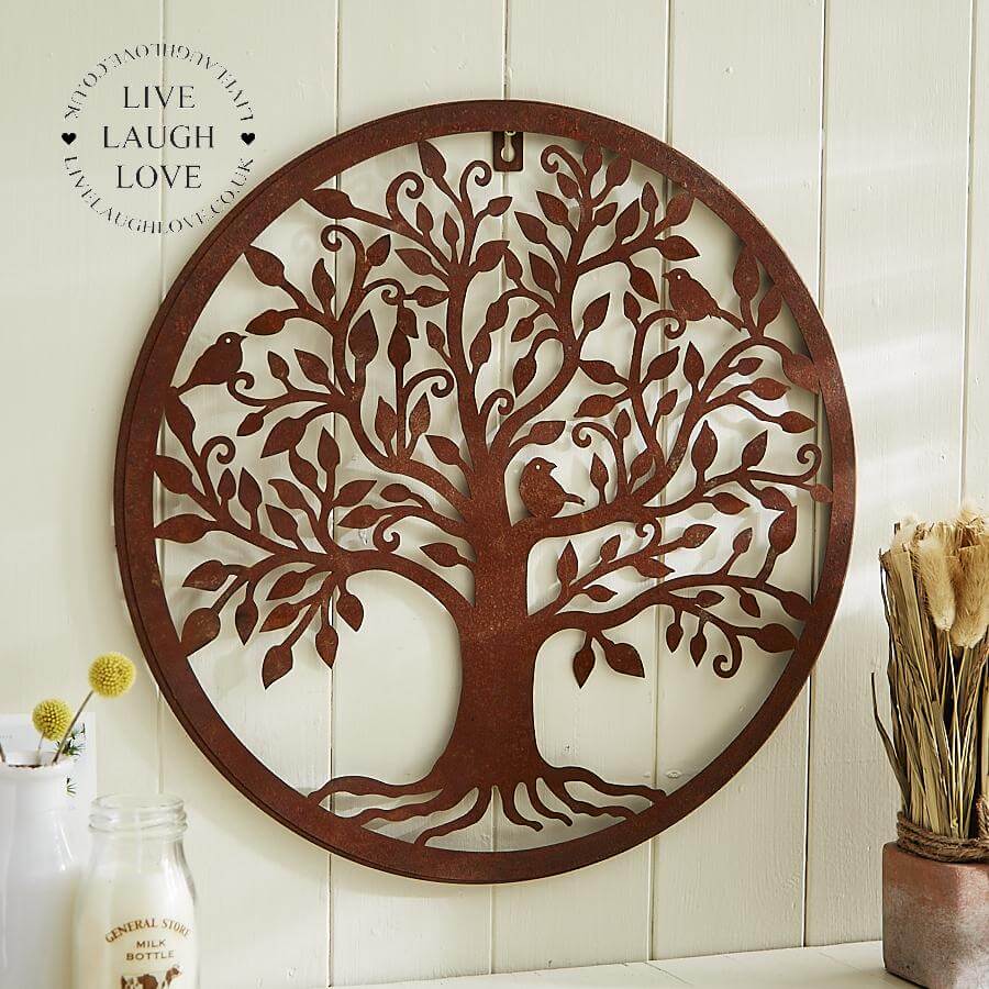 Rustic Metal Bird Tree Wall Decoration - LIVE LAUGH LOVE LIMITED